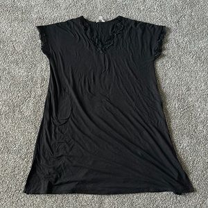 Oversized Black Night Gown w/ Pockets